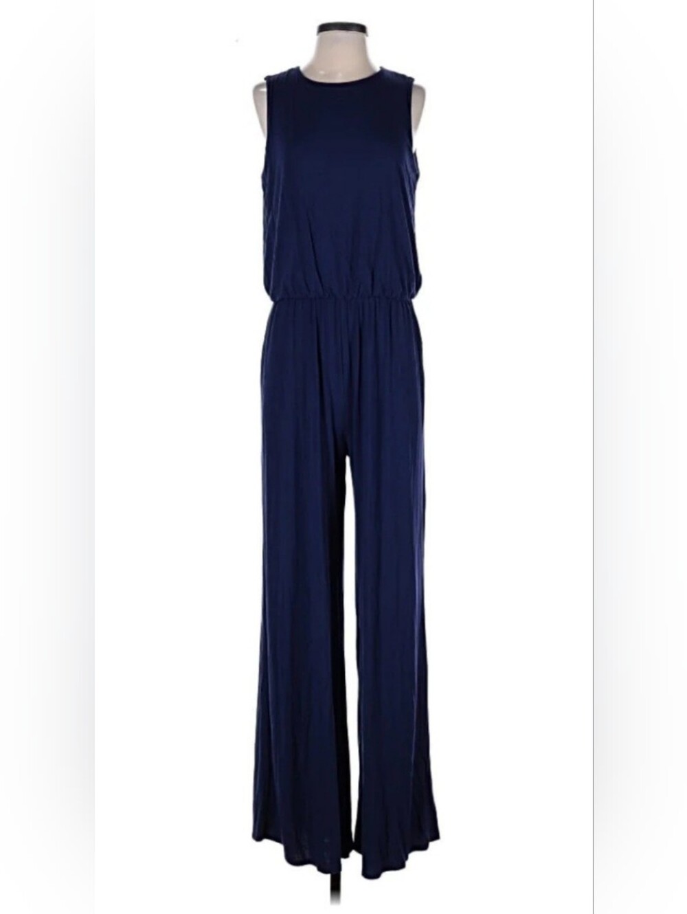Pink Lily Sleeveless Navy Blue Jumpsuit